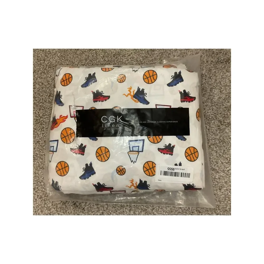 CGK Linens Kids Sports Basketball Twin Sheet Set (New in Packaging)